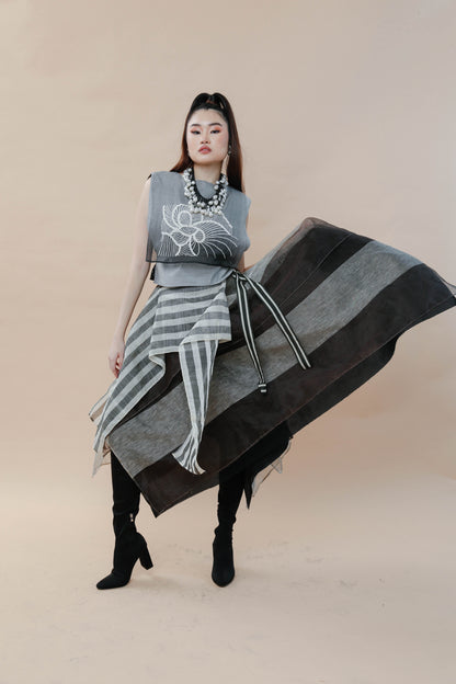Sibagat Abaca Stripes Multi Layer Freestyle Skirt