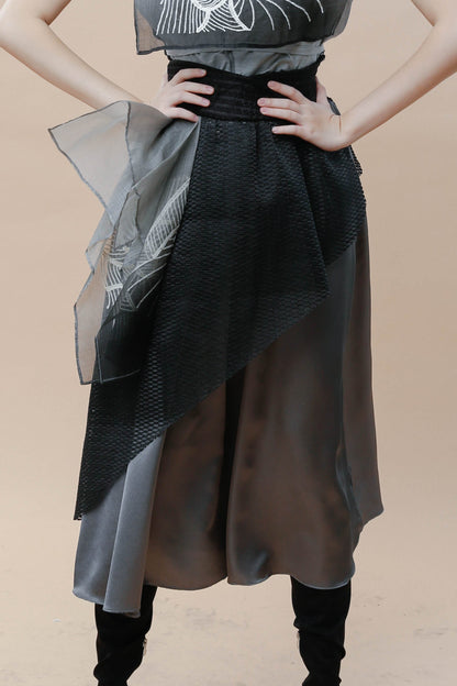 Imporanteng Ganap Black Skirt with Embroidered Barong