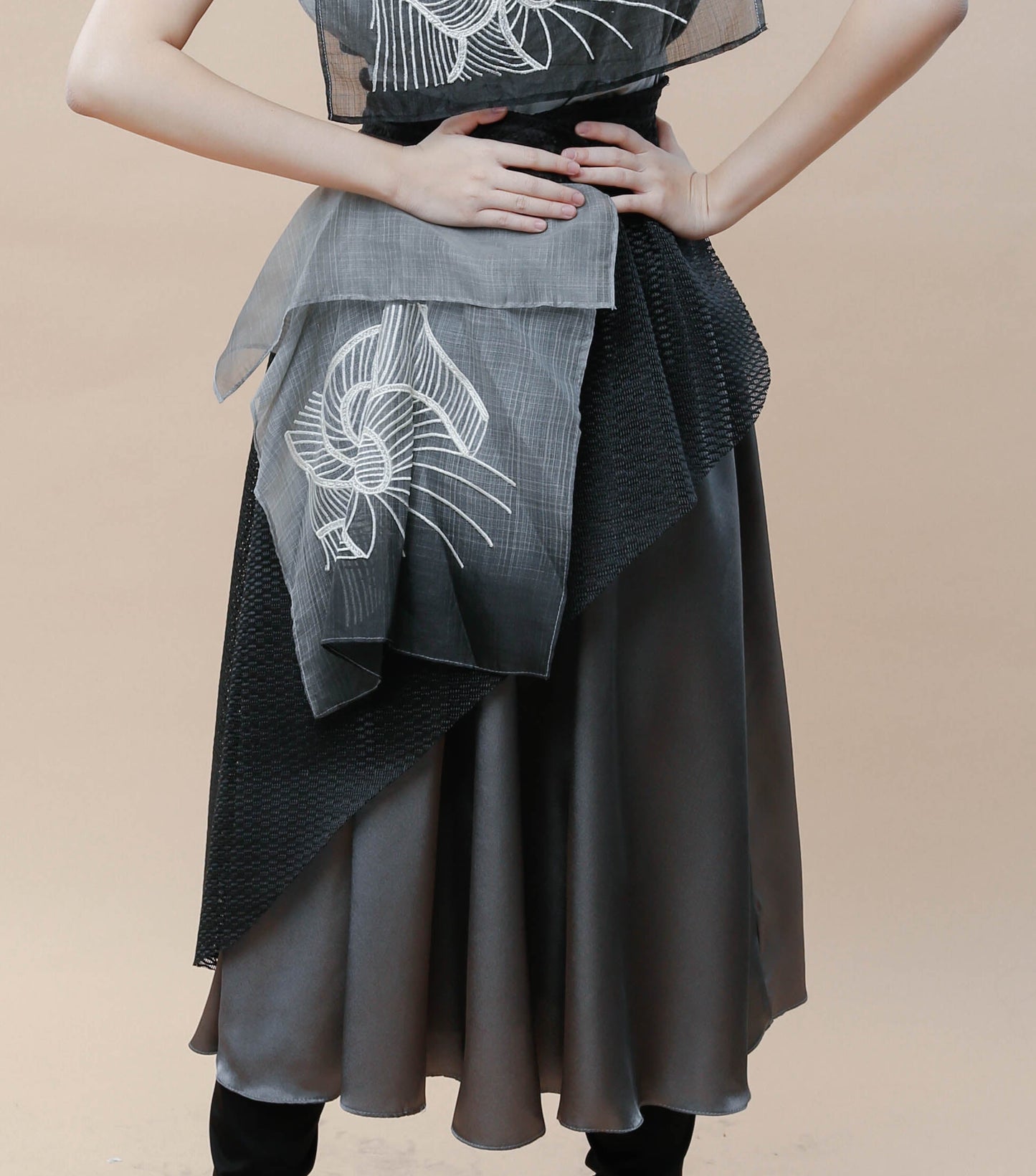 Imporanteng Ganap Black Skirt with Embroidered Barong