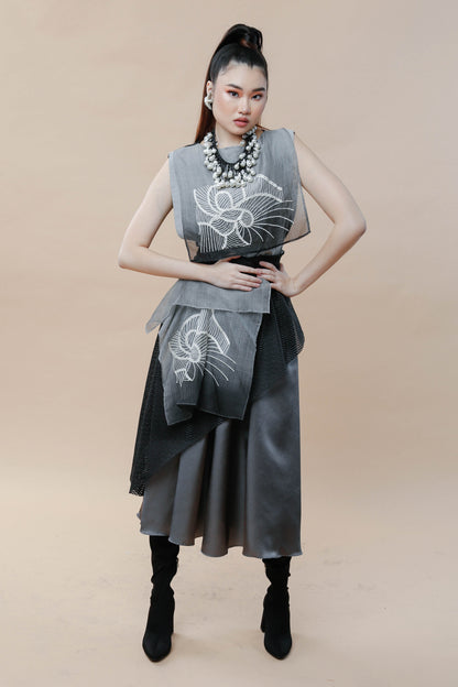 Imporanteng Ganap Black Skirt with Embroidered Barong