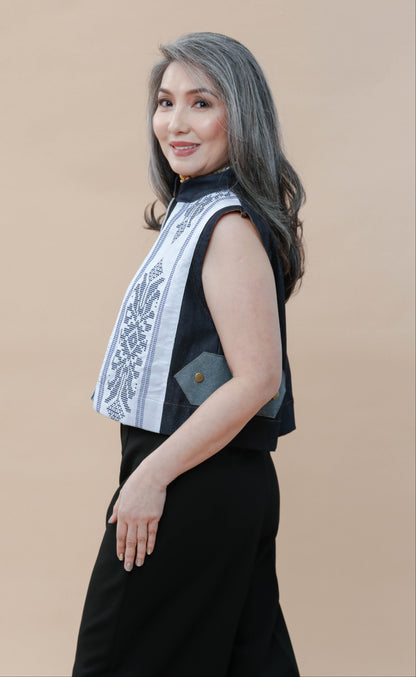 I Did My Vest in Blue Cotton Inaul