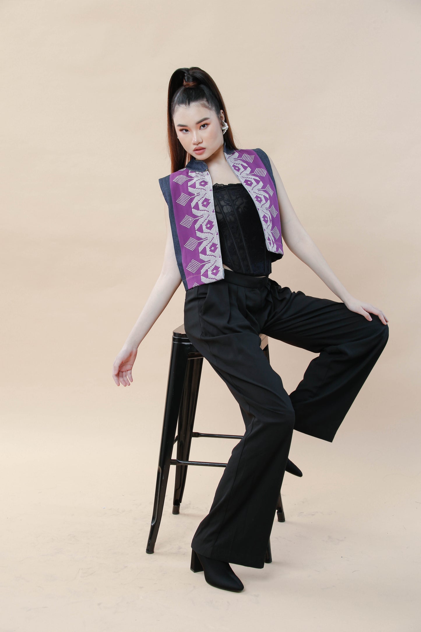 I Did my Vest in Purple Cotton Inaul