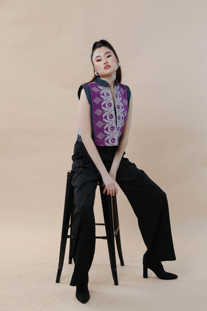 I Did my Vest in Purple Cotton Inaul