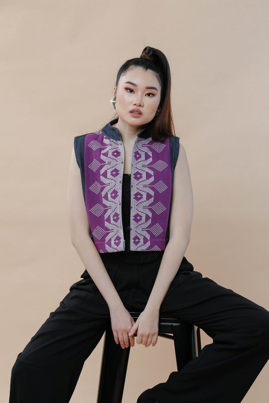 I Did my Vest in Purple Cotton Inaul
