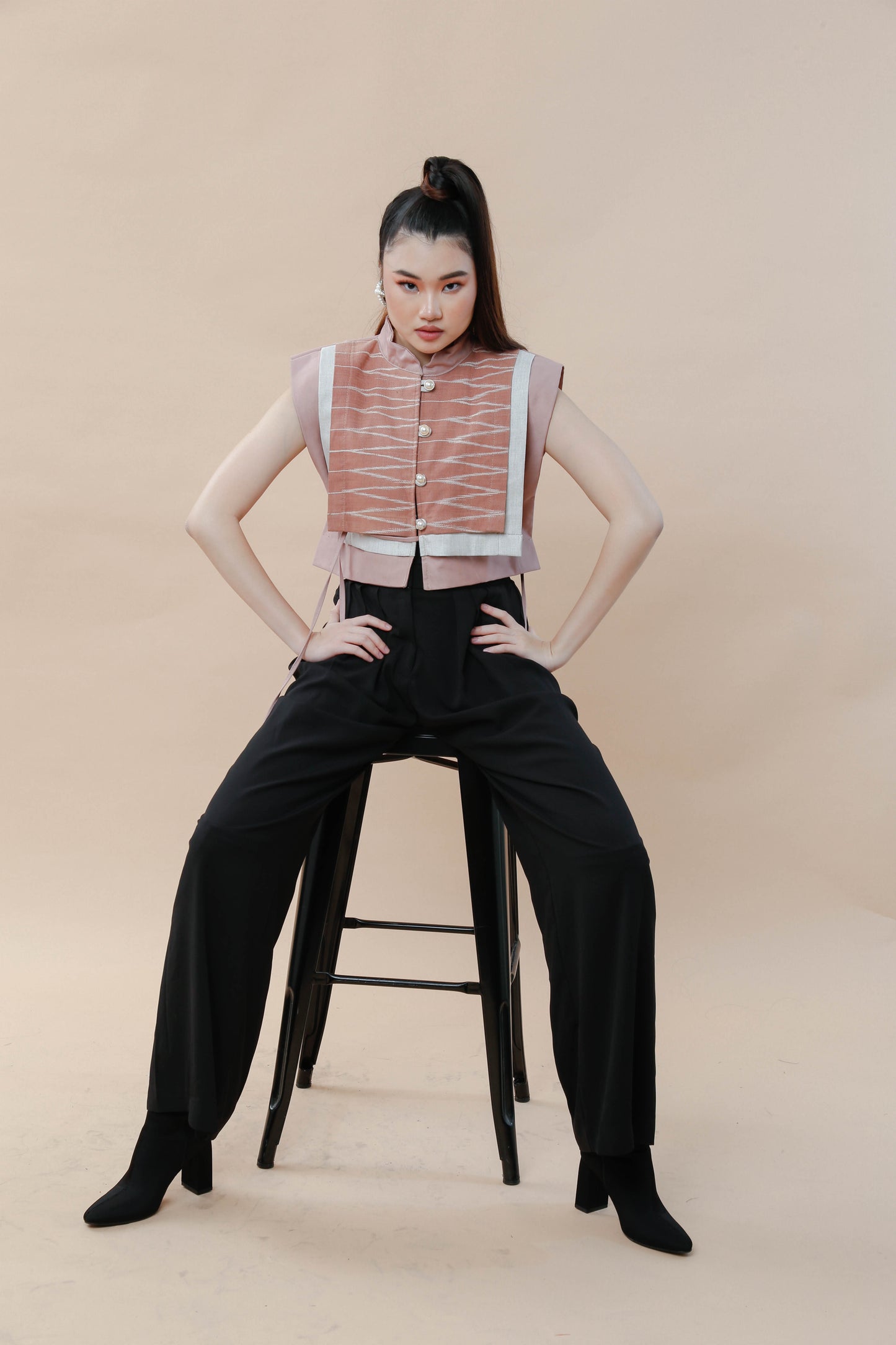 Pinagpala in Oldrose Bib in Cotton Tnalak of Cotabato