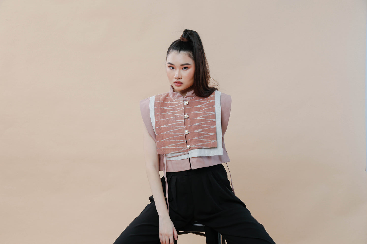 Pinagpala in Oldrose Bib in Cotton Tnalak of Cotabato