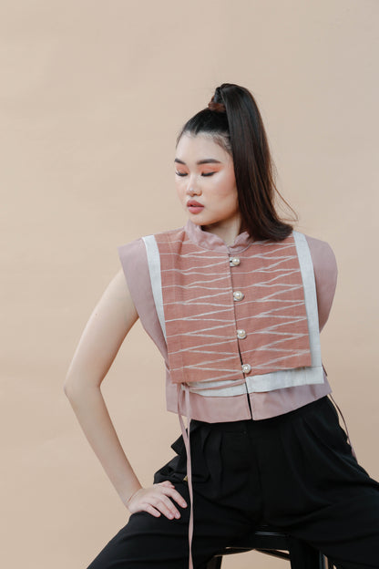 Pinagpala in Oldrose Bib in Cotton Tnalak of Cotabato