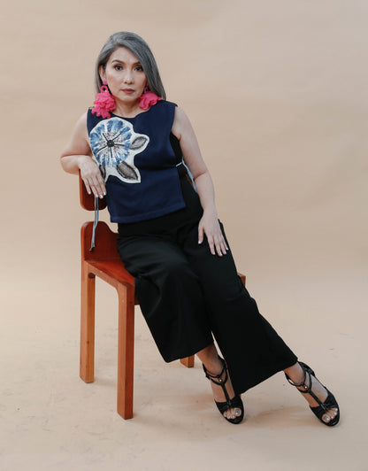 Kalinga Blue Bib with Hand Beaded Applique