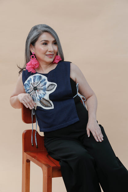 Kalinga Blue Bib with Hand Beaded Applique