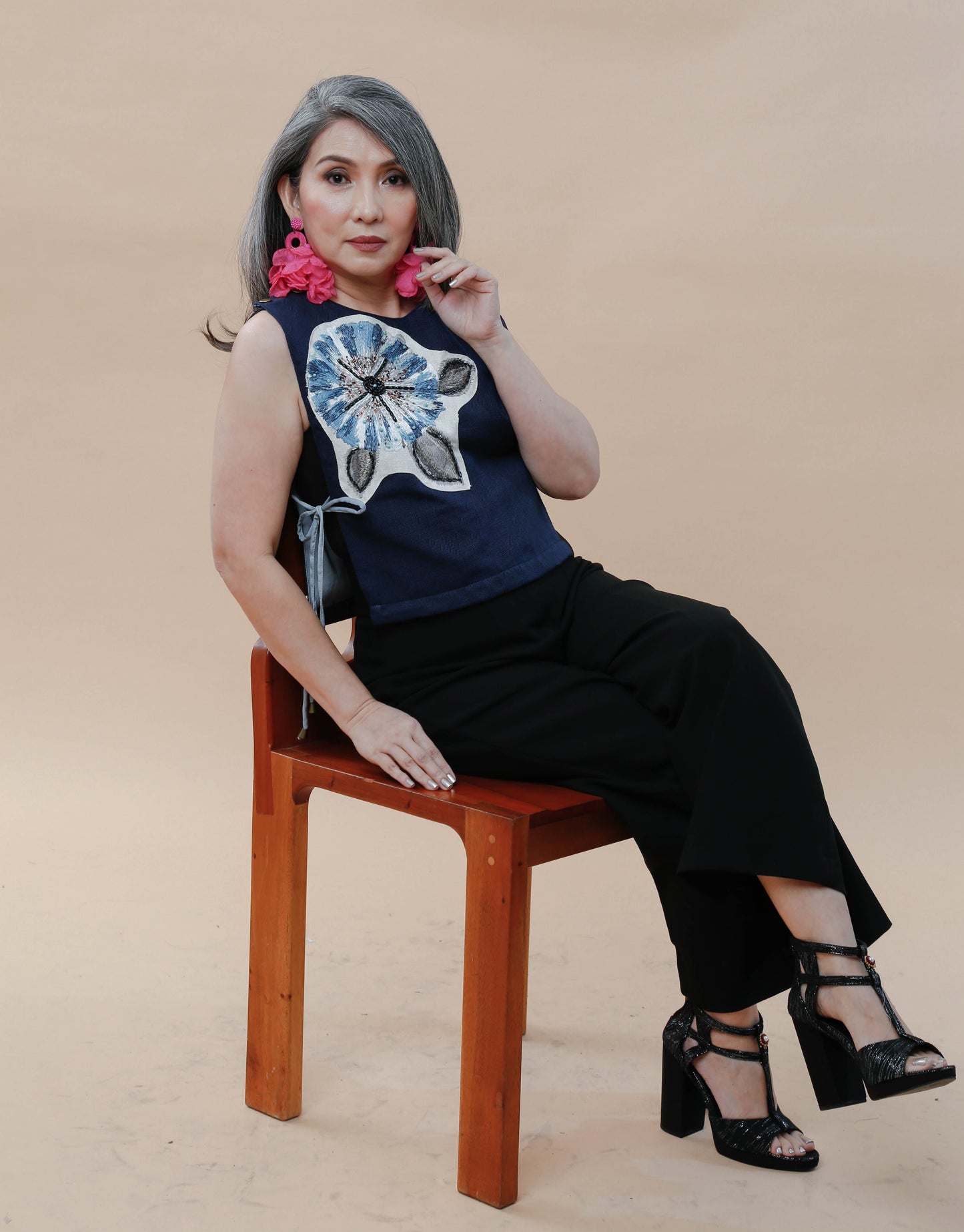 Kalinga Blue Bib with Hand Beaded Applique