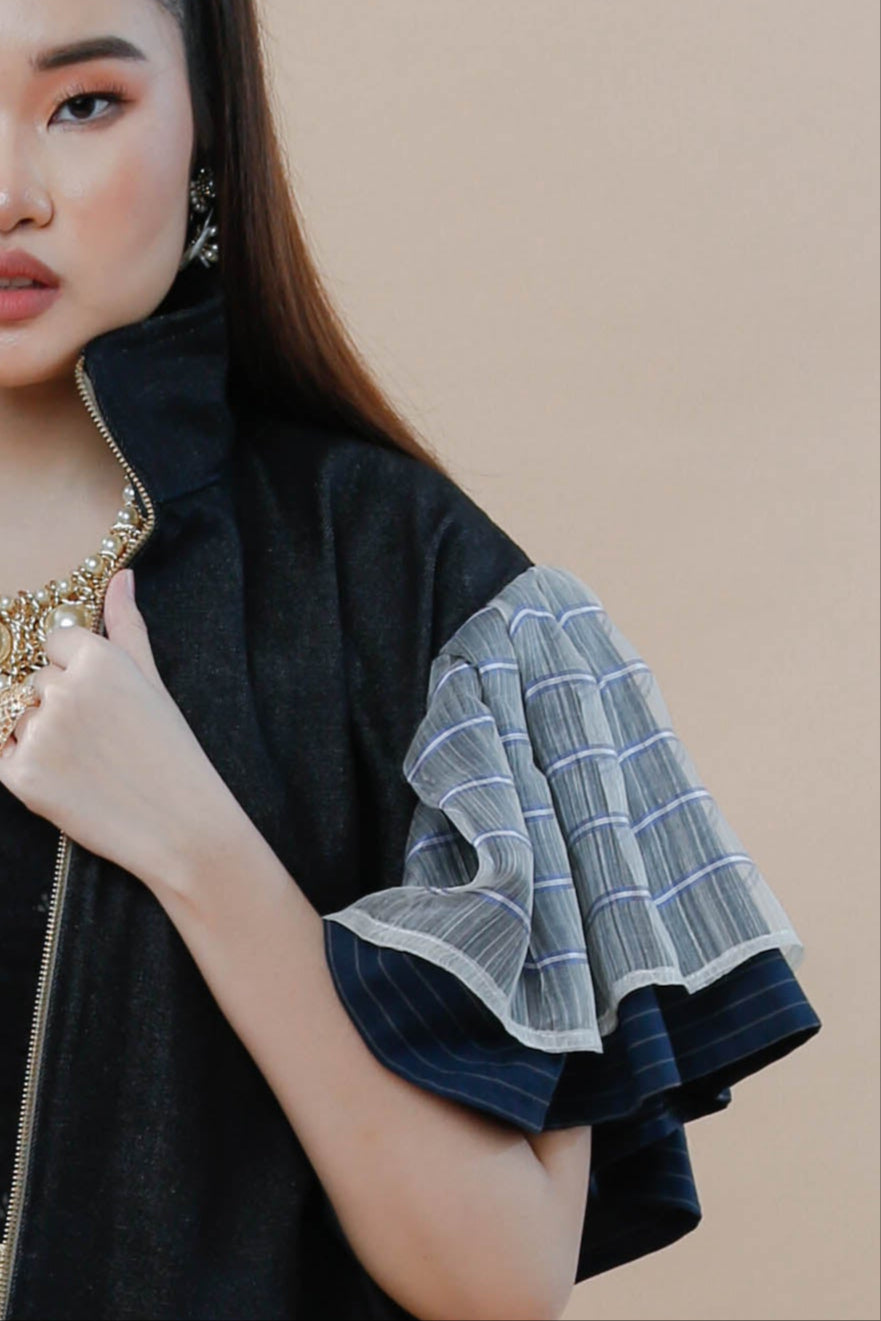 Gantimpala Denim with Stripes Pina Sleeves Ny