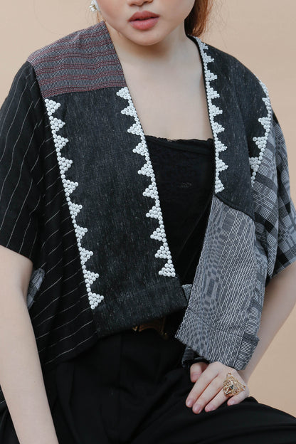 Heritage Poncho with Mixed Binakol with Beaded Back NY