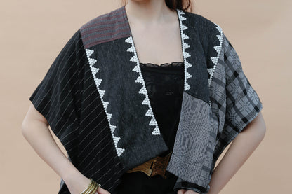 Heritage Poncho with Mixed Binakol with Beaded Back NY