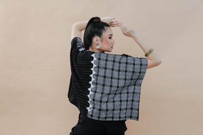 Heritage Poncho with Mixed Binakol with Beaded Back NY