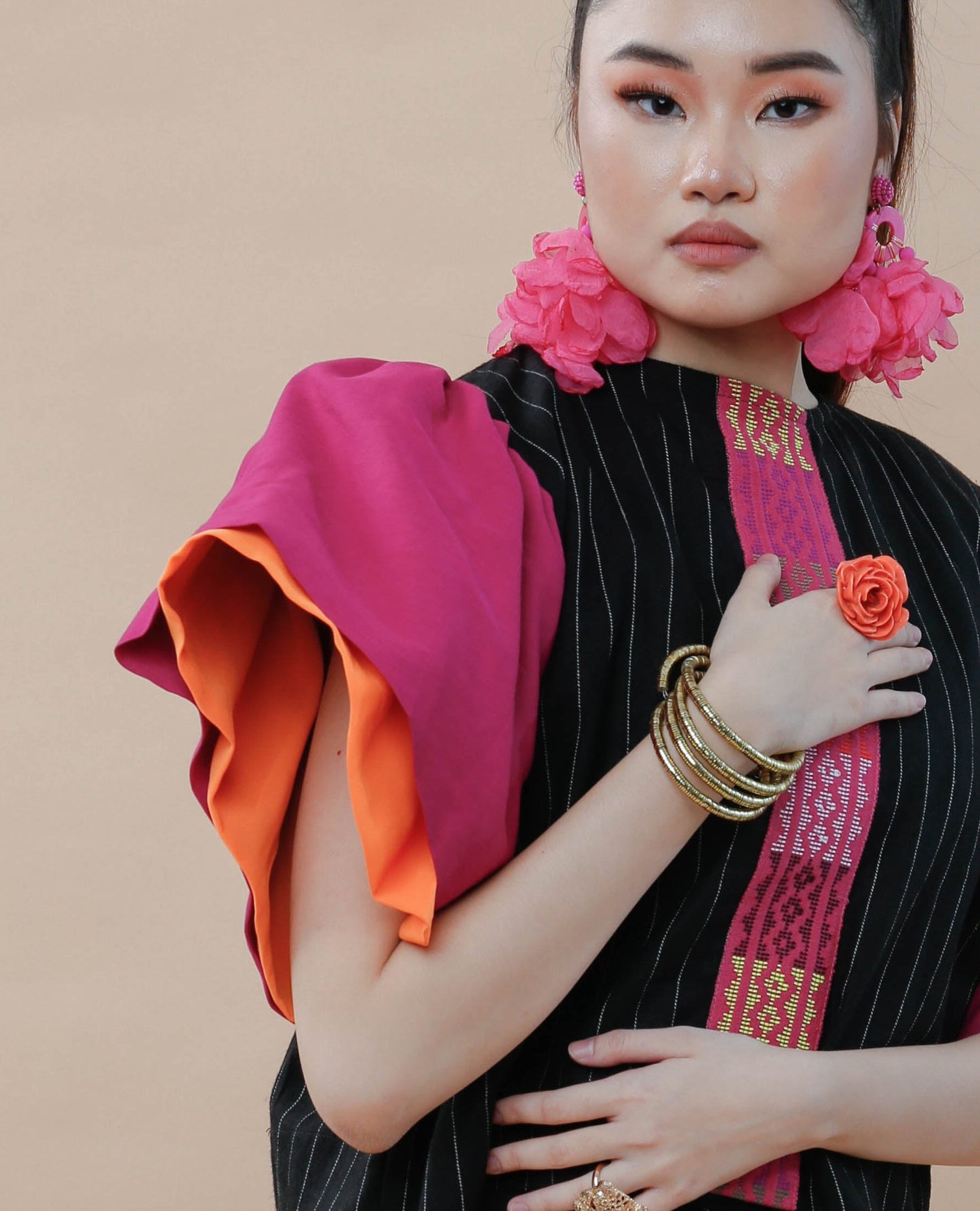 BUSILAK TOP IN BLACK and  FUCHSIA