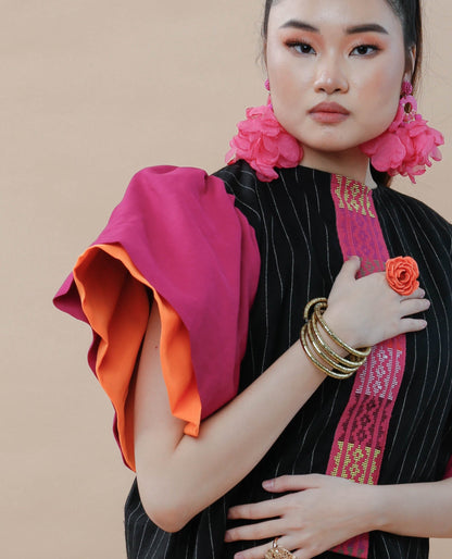 BUSILAK TOP IN BLACK and  FUCHSIA
