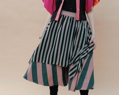 Patong-Patong  Skirt in Green Stripes