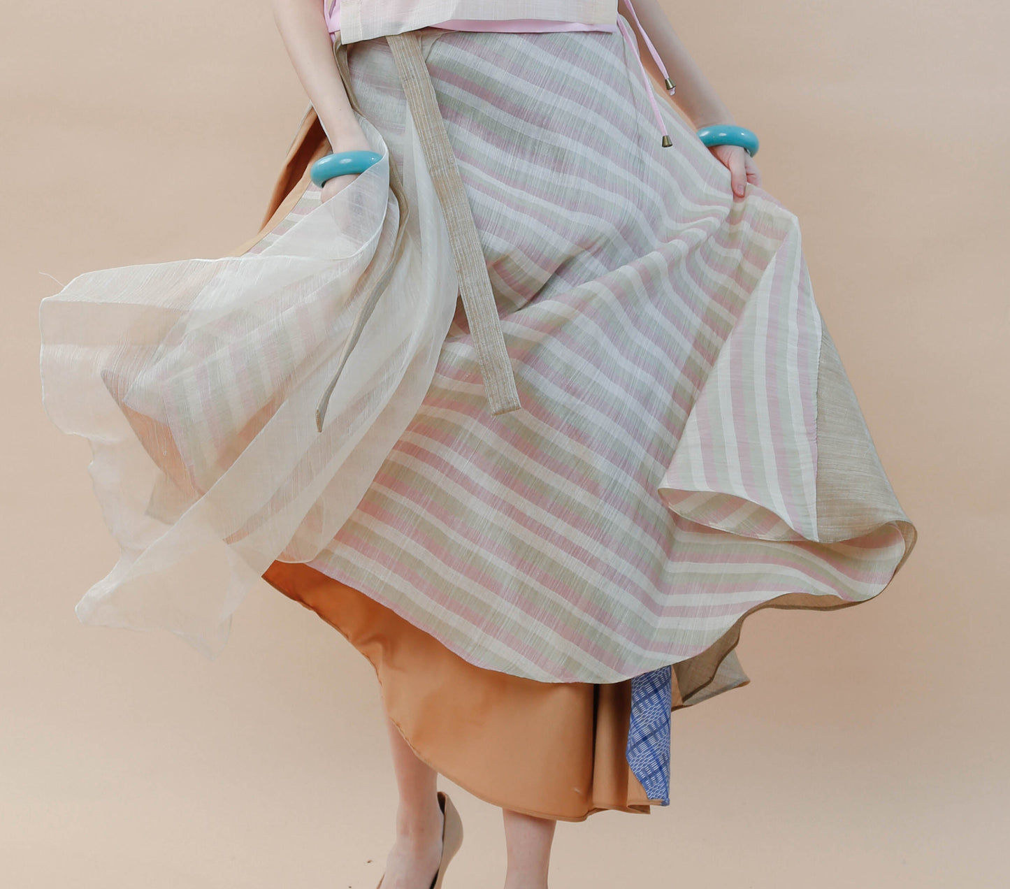 Multi Angle Abaca Wrap Skirt with Barong