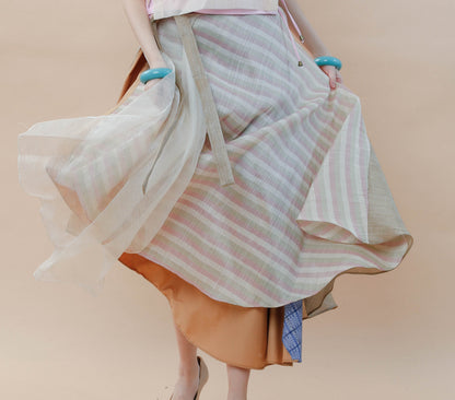 Multi Angle Abaca Wrap Skirt with Barong