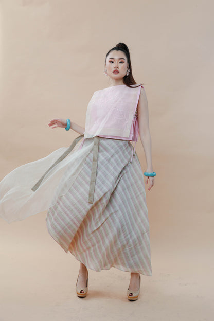 Multi Angle Abaca Wrap Skirt with Barong