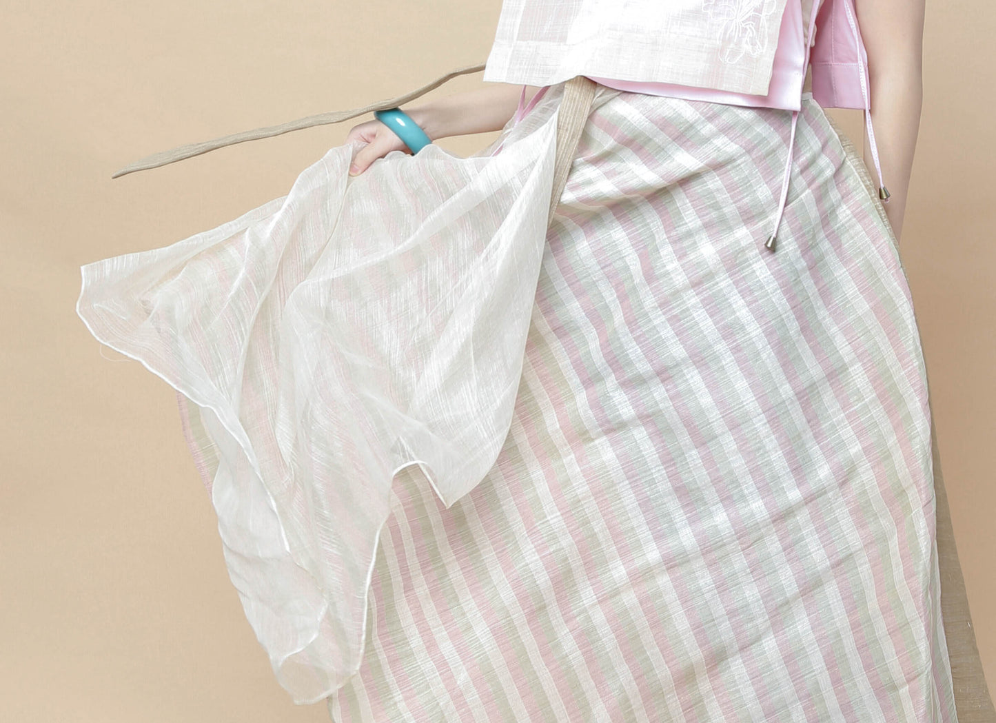 Multi Angle Abaca Wrap Skirt with Barong