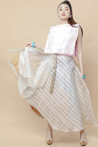 Multi Angle Abaca Wrap Skirt with Barong