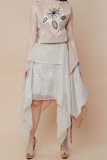 Freestyle Skirt in Full Panel Barong with Jeep Embroidery