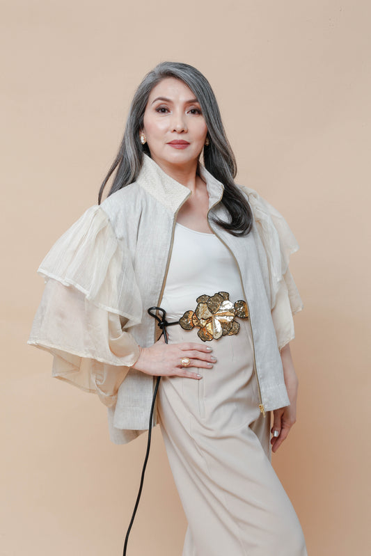 Gantimpala Oatmeal Linen with  Piña Callado of Lumban