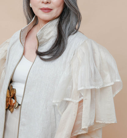 Gantimpala Oatmeal Linen with  Piña Callado of Lumban