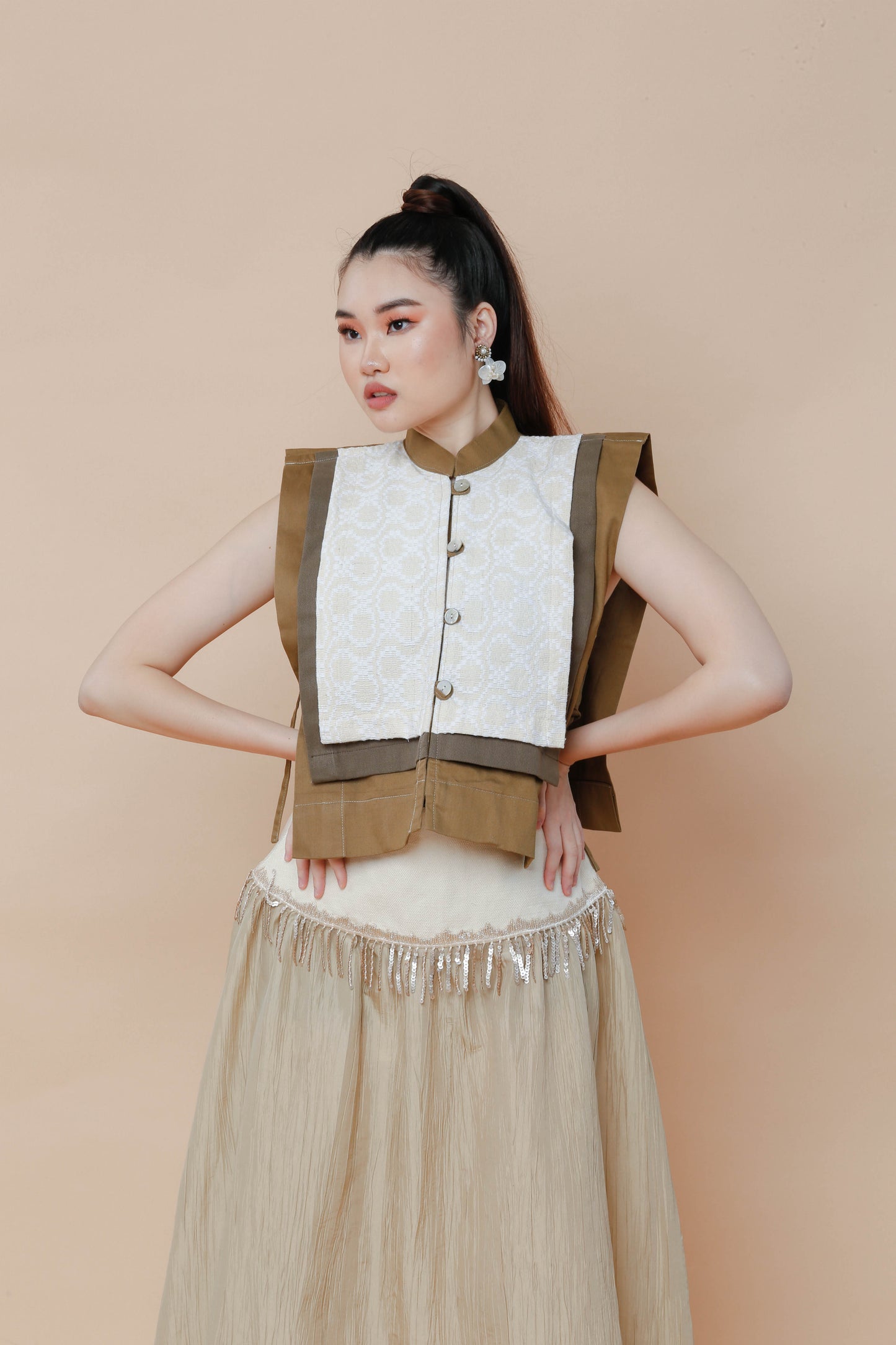 Pinagpala Bib in Earth Inabel Weave