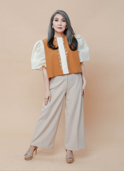 Blusa in Burnt Orange with Beadworks