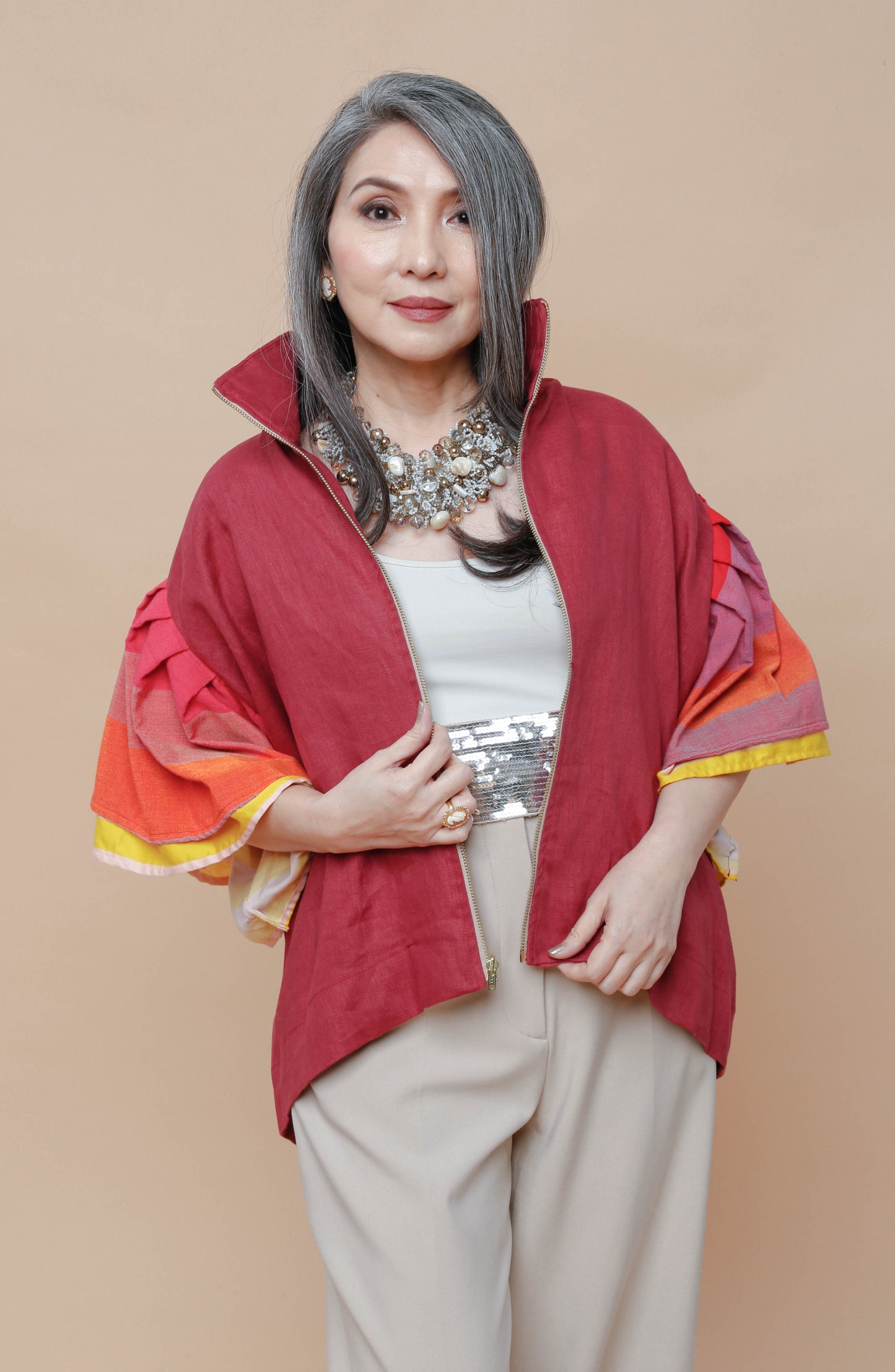 Gantimpala Red Linen with Kantarines Weave
