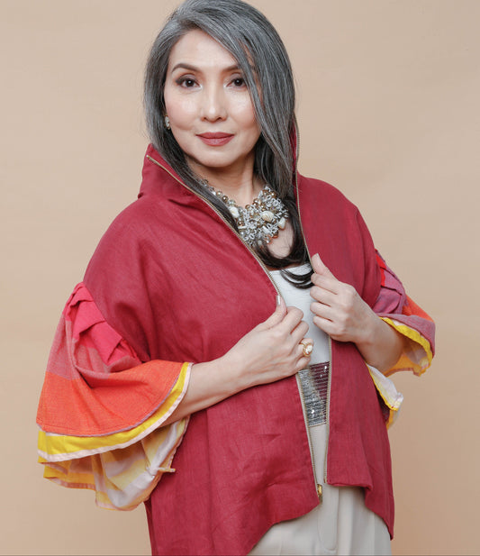 Gantimpala Red Linen with Kantarines Weave