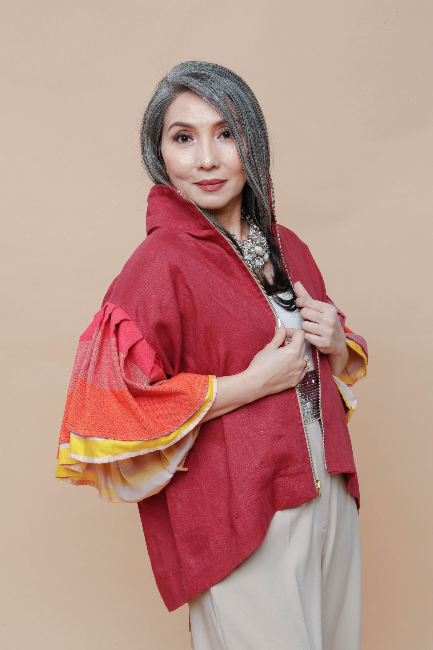 Gantimpala Red Linen with Kantarines Weave