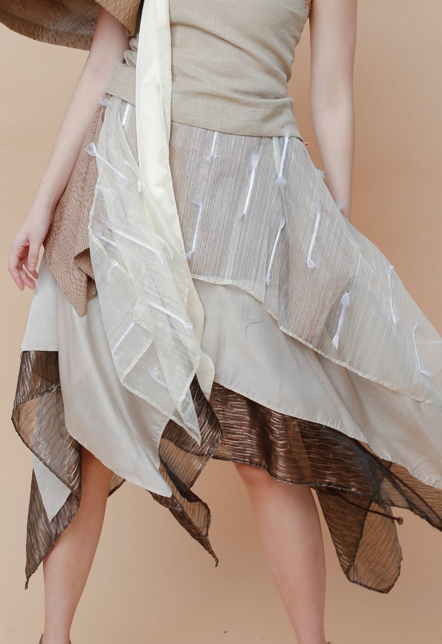 Freestyle Skirt Earth Tone Piña Candy Wrapper Barong