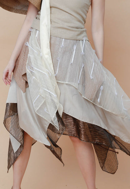 Freestyle Skirt Earth Tone Piña Candy Wrapper Barong