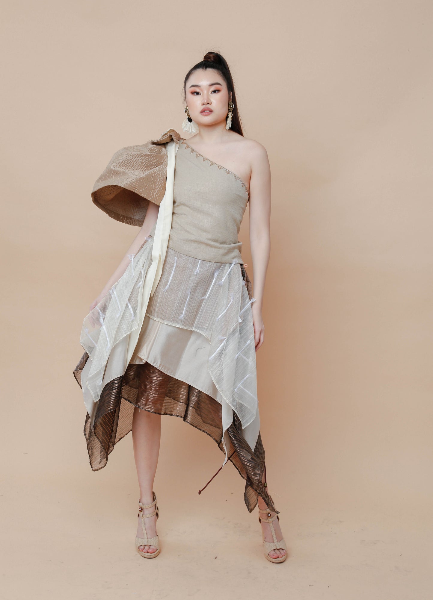 Freestyle Skirt Earth Tone Piña Candy Wrapper Barong