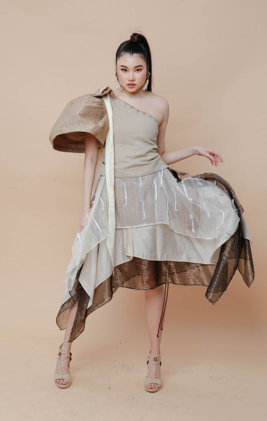 Freestyle Skirt Earth Tone Piña Candy Wrapper Barong