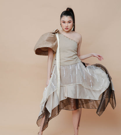 Freestyle Skirt Earth Tone Piña Candy Wrapper Barong