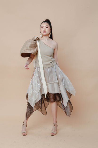 Freestyle Skirt Earth Tone Piña Candy Wrapper Barong