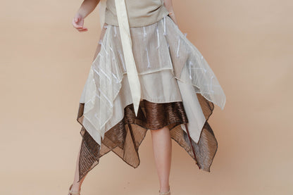 Freestyle Skirt Earth Tone Piña Candy Wrapper Barong