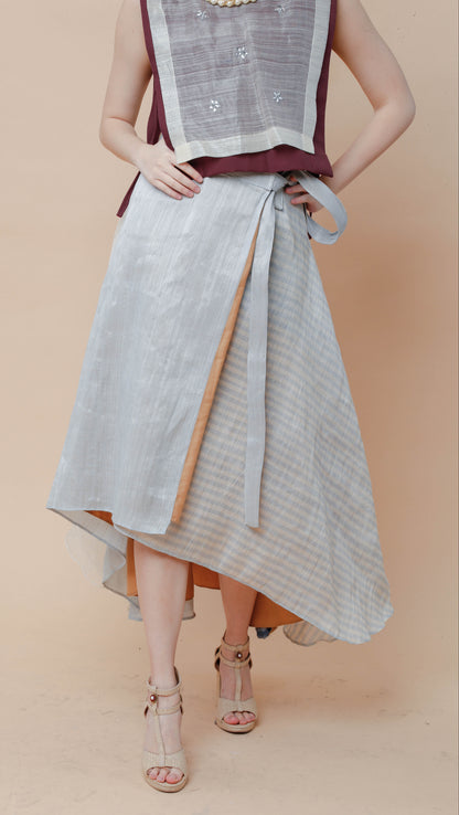 Reversible Free Size Abaca Skirt with Barong