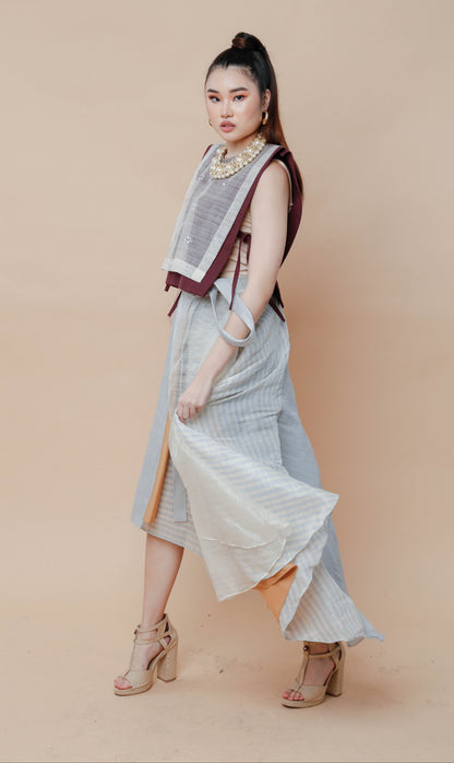 Reversible Free Size Abaca Skirt with Barong
