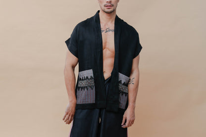 Maparaan Unisex Long Cover Up with Big Pockets in Binakol Weave Beads
