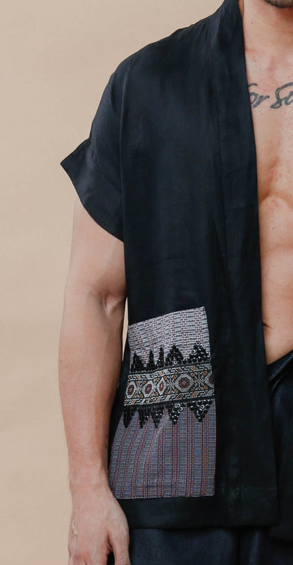 Maparaan Unisex Long Cover Up with Big Pockets in Binakol Weave Beads
