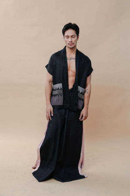 Maparaan Unisex Long Cover Up with Big Pockets in Binakol Weave Beads
