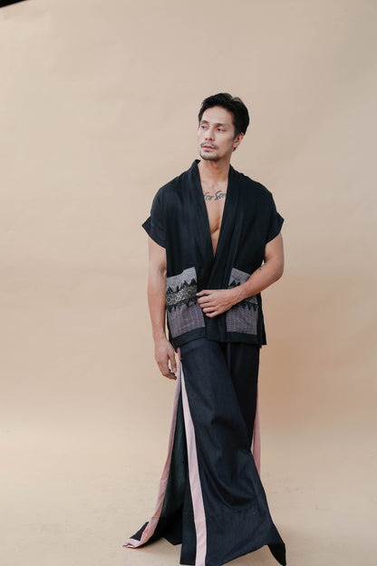 Maparaan Unisex Long Cover Up with Big Pockets in Binakol Weave Beads