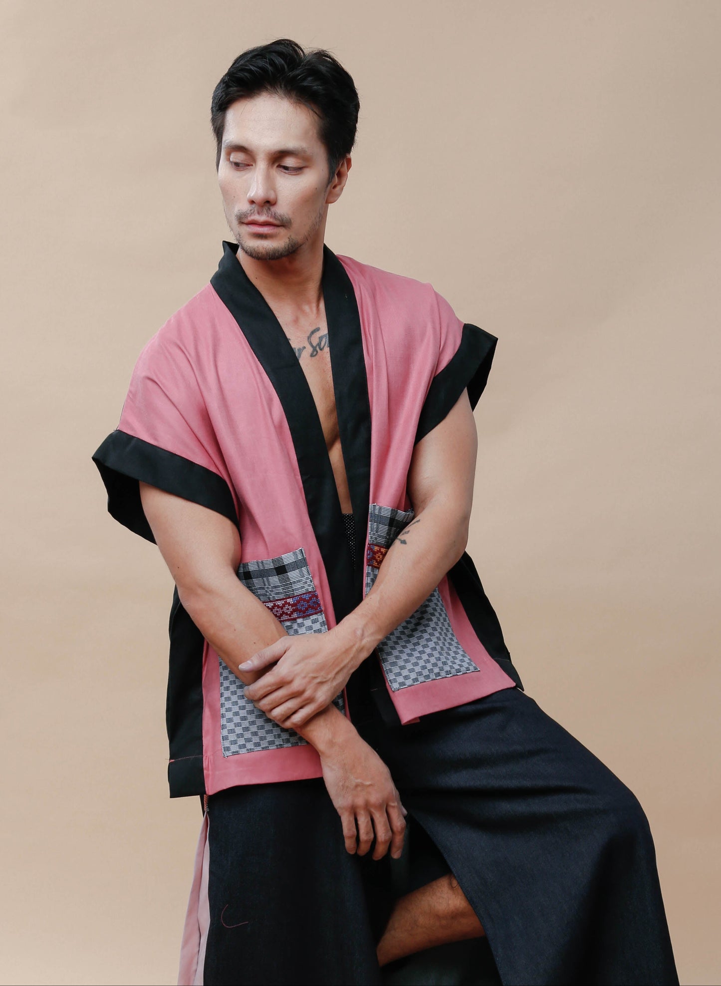 Maparaan Unisex Long Cover Up with Big Pockets in Langkit Weave