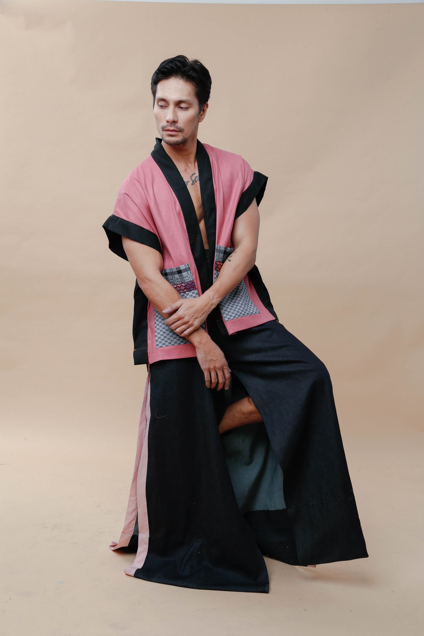 Maparaan Unisex Long Cover Up with Big Pockets in Langkit Weave