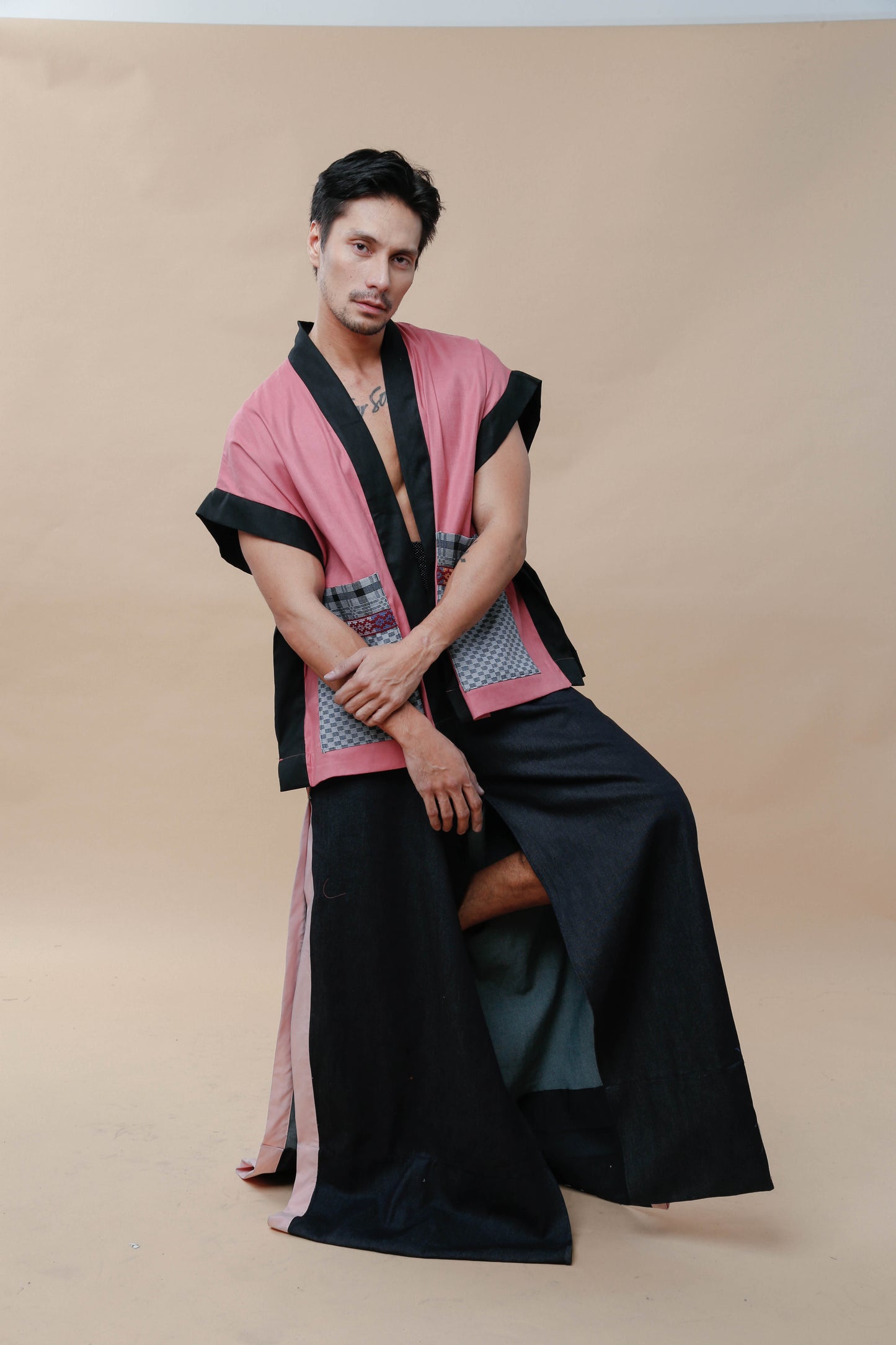 Maparaan Unisex Long Cover Up with Big Pockets in Langkit Weave